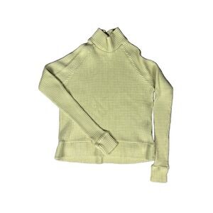 The North Face Waffle Knit Mock Neck Pullover Sweater Women's S Light Yellow